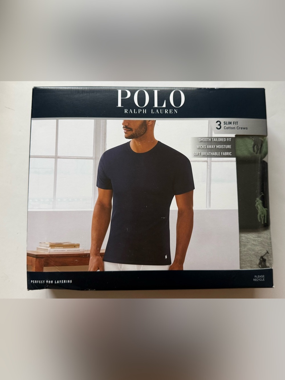 Polo Ralph Lauren Slim Fit Cotton Crews Size M 100% Cotton NWT Set Of 3